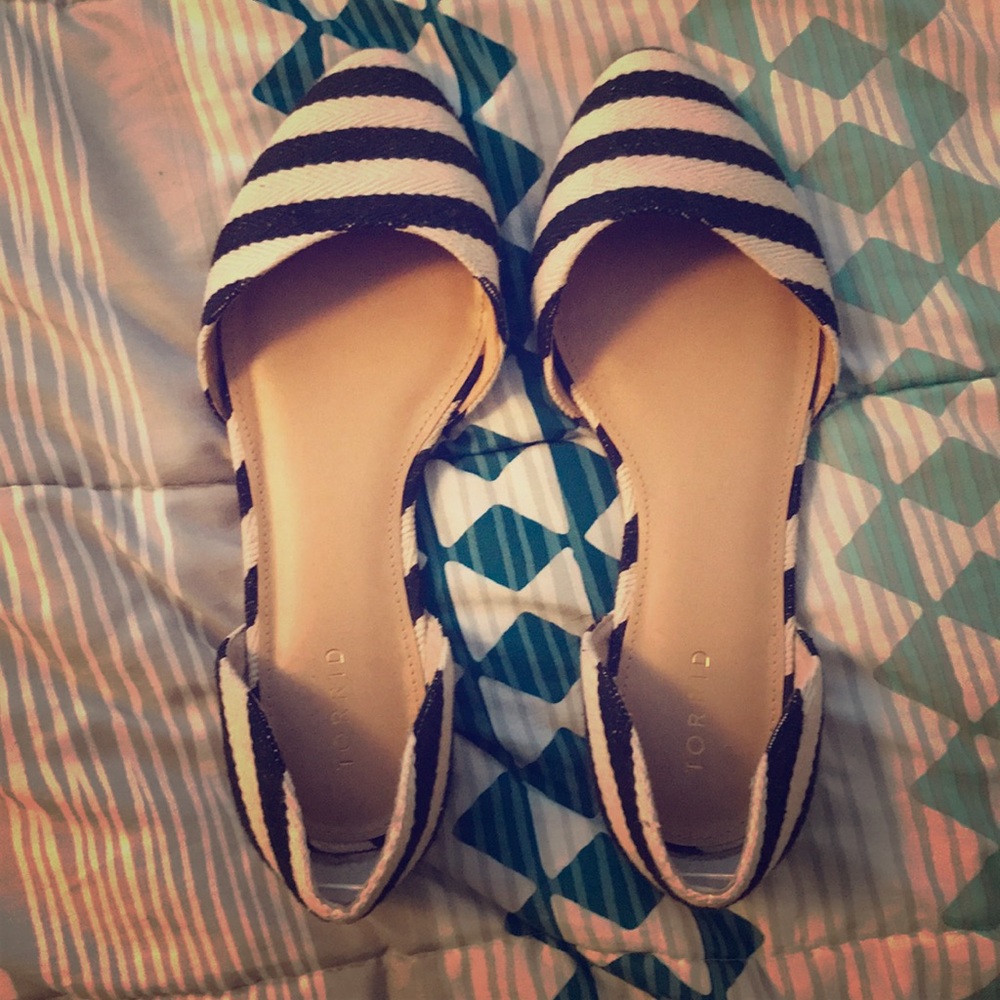 Black and white striped Torrid flats